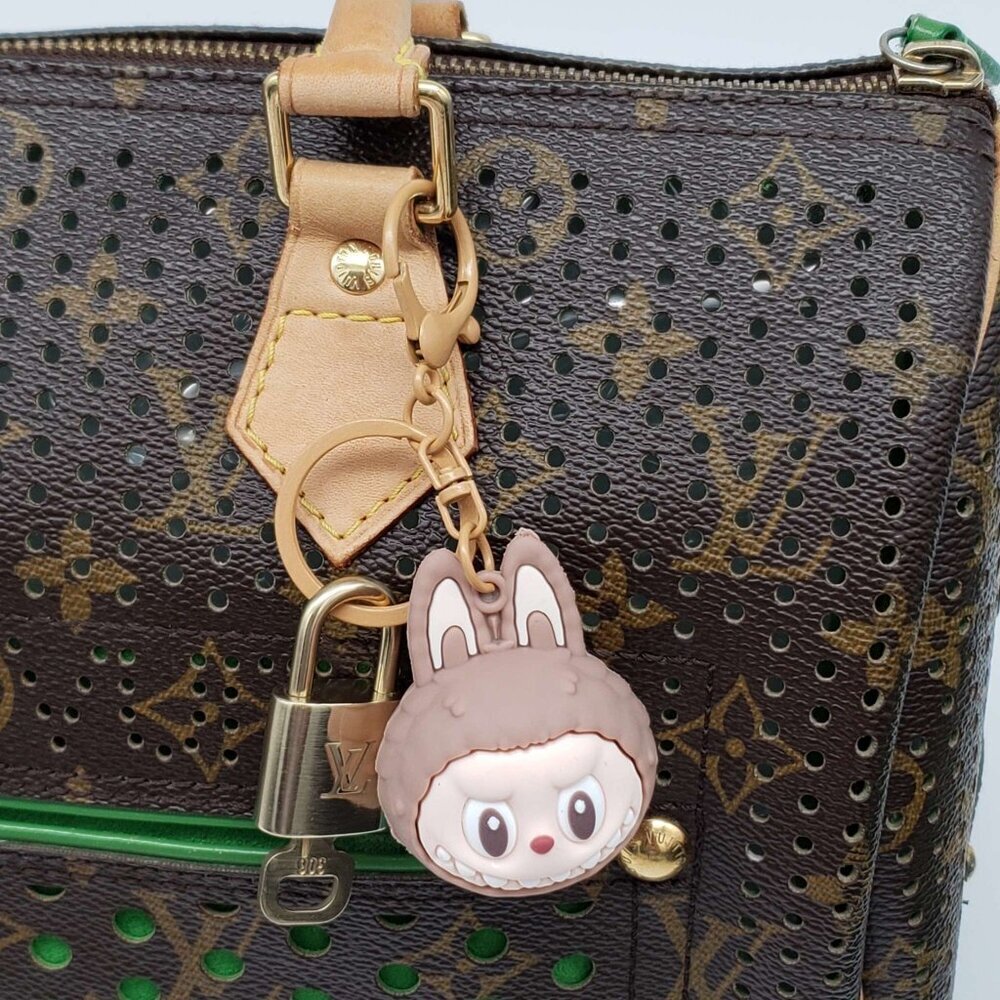 LV Authentic Gold Padlock 🔒 Key Set w/ Unbranded Labubu Keychain Charm - Picture 3 of 7